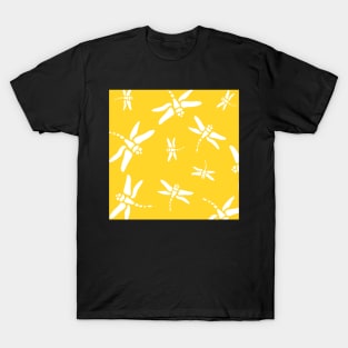 Dragonfly Pattern on Yellow Background T-Shirt